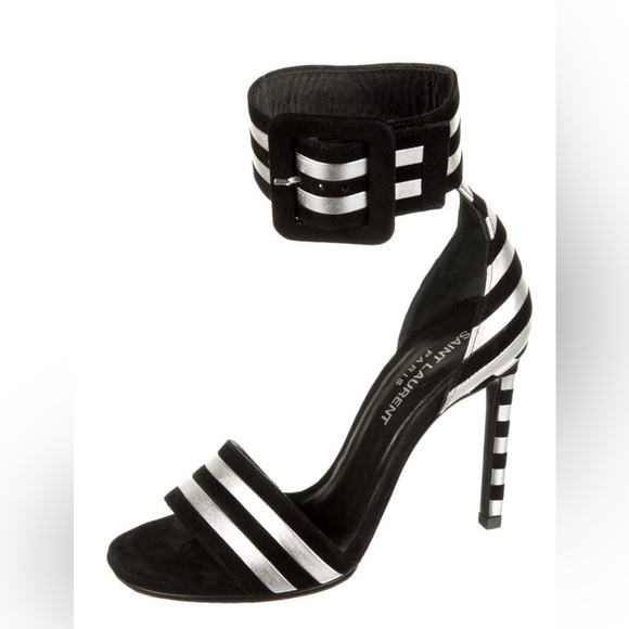 Saint Laurent Black and Silver Heels - Picture 2 of 5